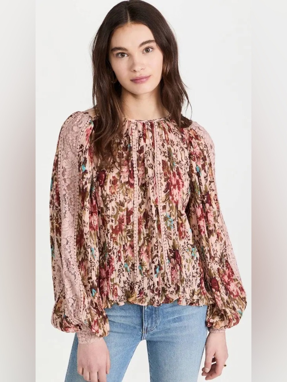 By TiMo floral pleated blouse sz sm